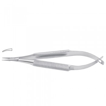 Barraquer Micro Needle Holder Curved - Delicate - Round Handle Stainless Steel, 11.5 cm - 4 1/2"